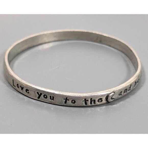 Unbranded Jewelry - Basic Spirit Canada Pewter Bangle Bracelet Love you Moon And Back 8 inch